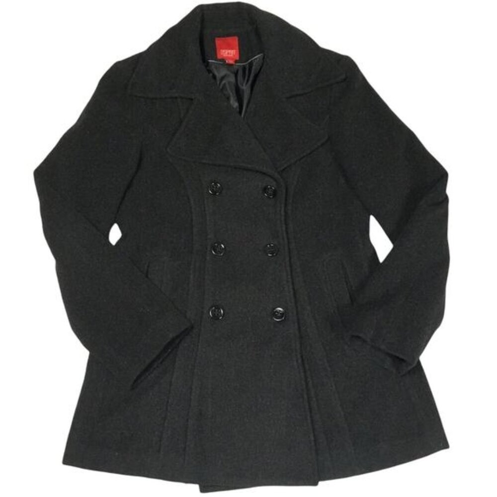 Esprit Pea Coat Double Breasted Wool‎ Blend Grey Women's Small Outerwear Peacoat